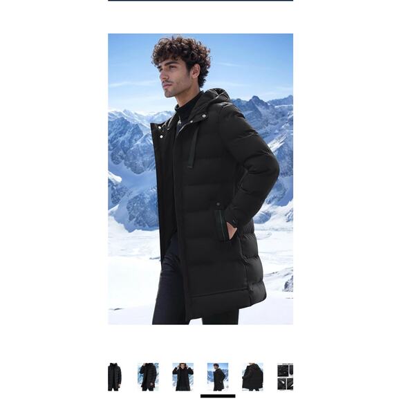 NWT Offside Men's Winter Warm Puffer Jacket Coat Long - Black - Extra Large - Picture 4 of 15